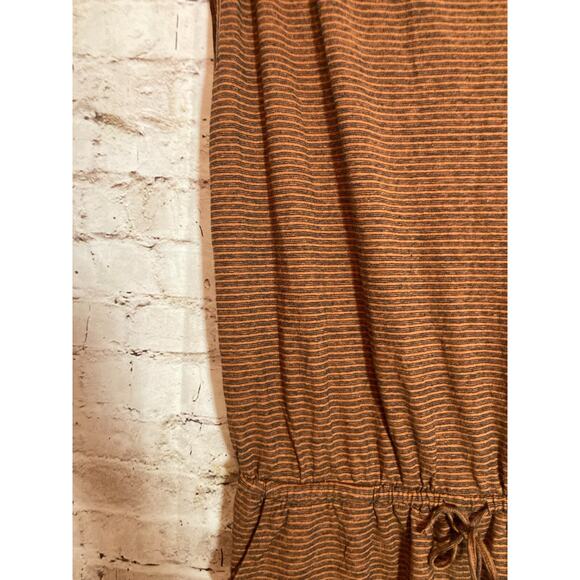 PrAna Romper Womens Large Rust Brown Striped Hemp & Organic Cotton Lightweight - Picture 7 of 15